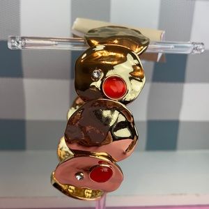 Nordstrom 14th & Union Molten Coin Stretch Bracelet Gold Orange